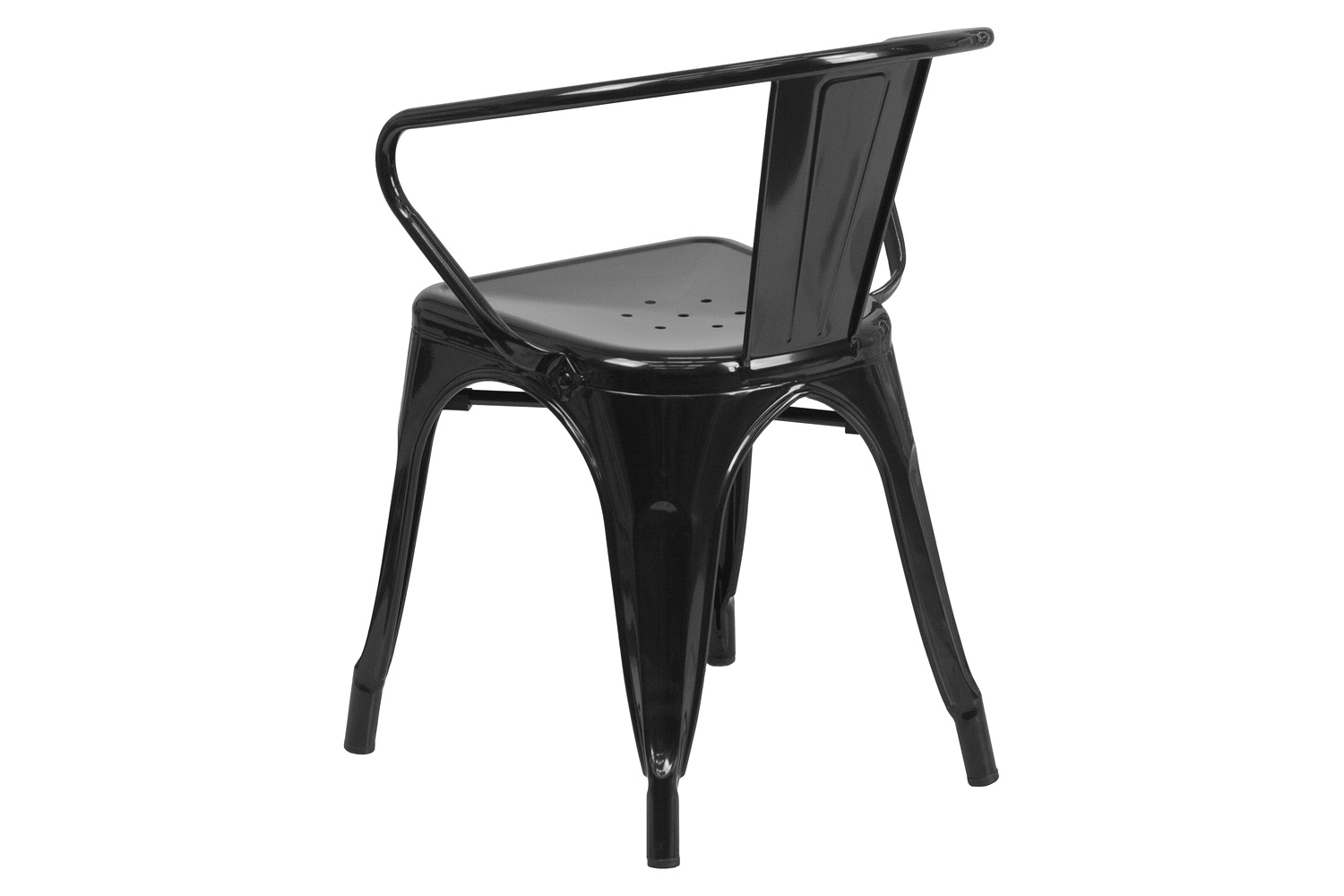 BLNK™ Luna Commercial Metal Indoor-Outdoor Chair with Arms - Black