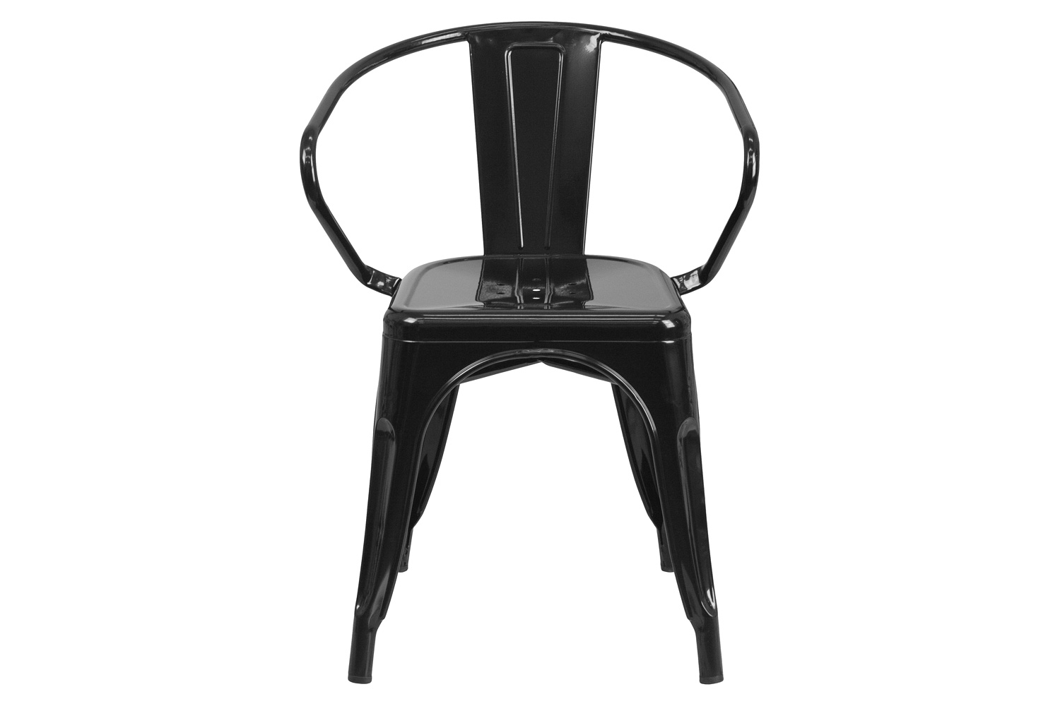 BLNK™ Luna Commercial Metal Indoor-Outdoor Chair with Arms - Black