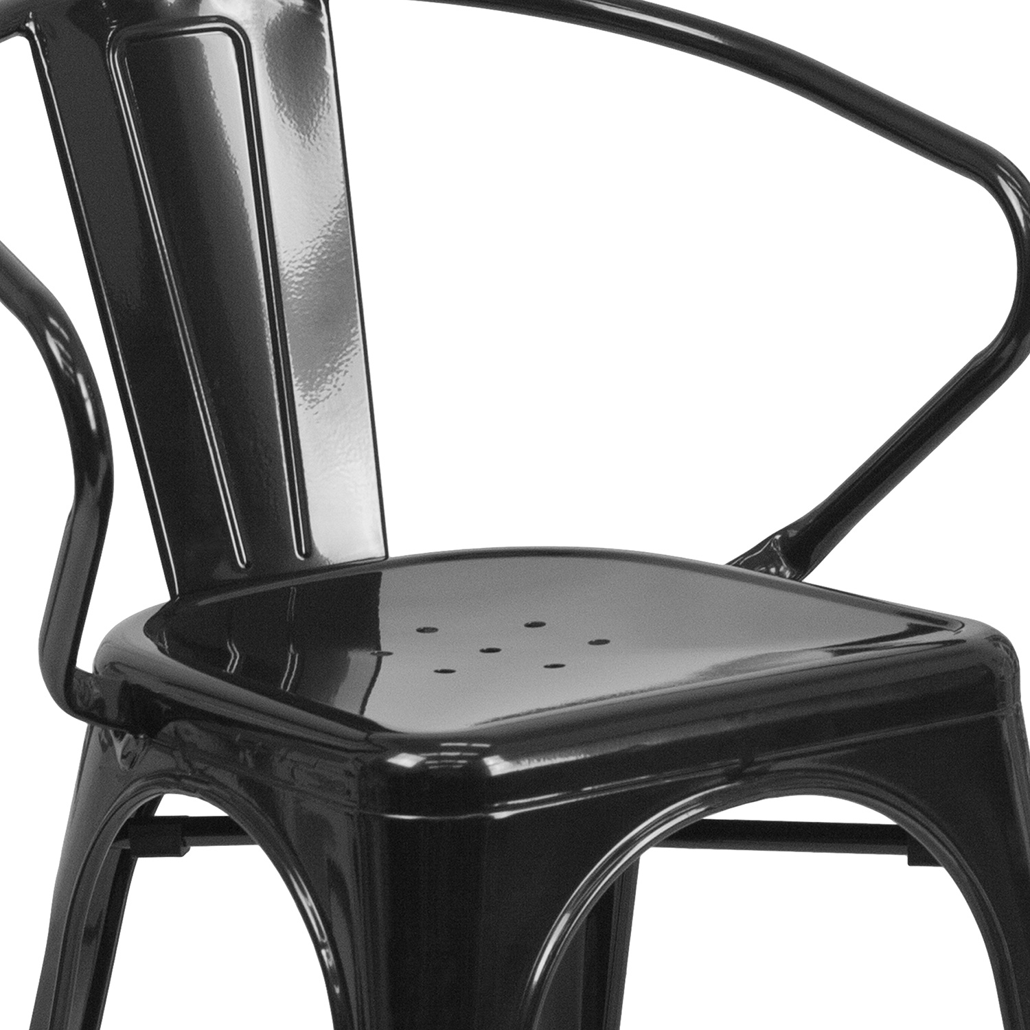 BLNK™ Luna Commercial Metal Indoor-Outdoor Chair with Arms - Black