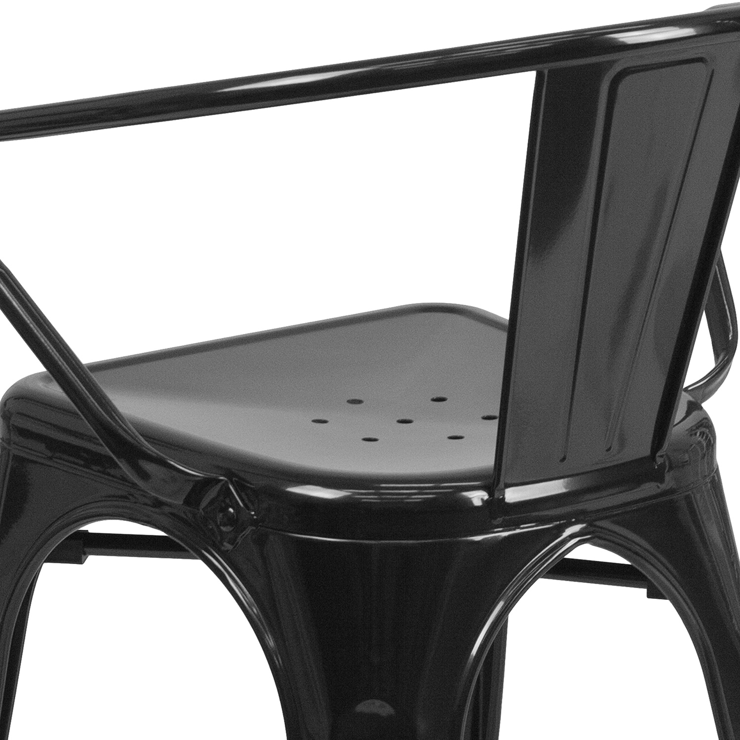 BLNK™ Luna Commercial Metal Indoor-Outdoor Chair with Arms - Black