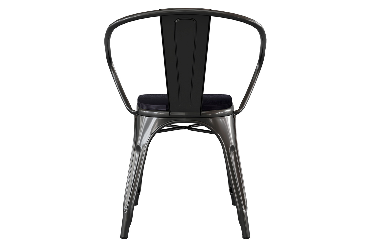 BLNK Luna Commercial Metal Indoor-Outdoor Chair with Arms with Black Poly Resin Wood Seat