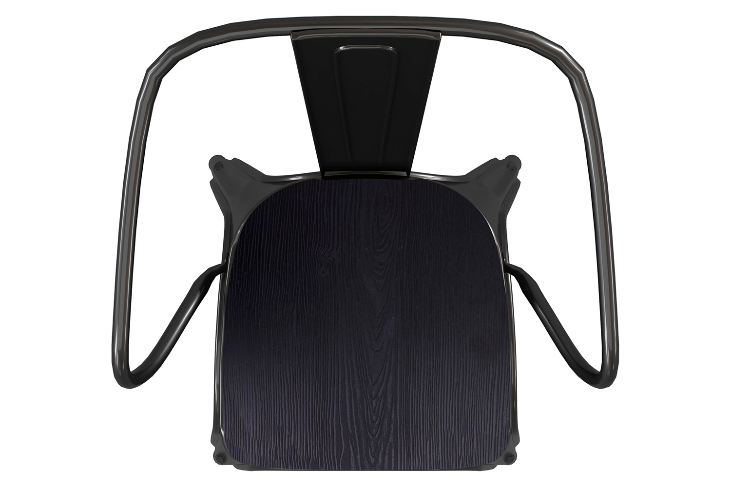 BLNK Luna Commercial Metal Indoor-Outdoor Chair with Arms with Black Poly Resin Wood Seat