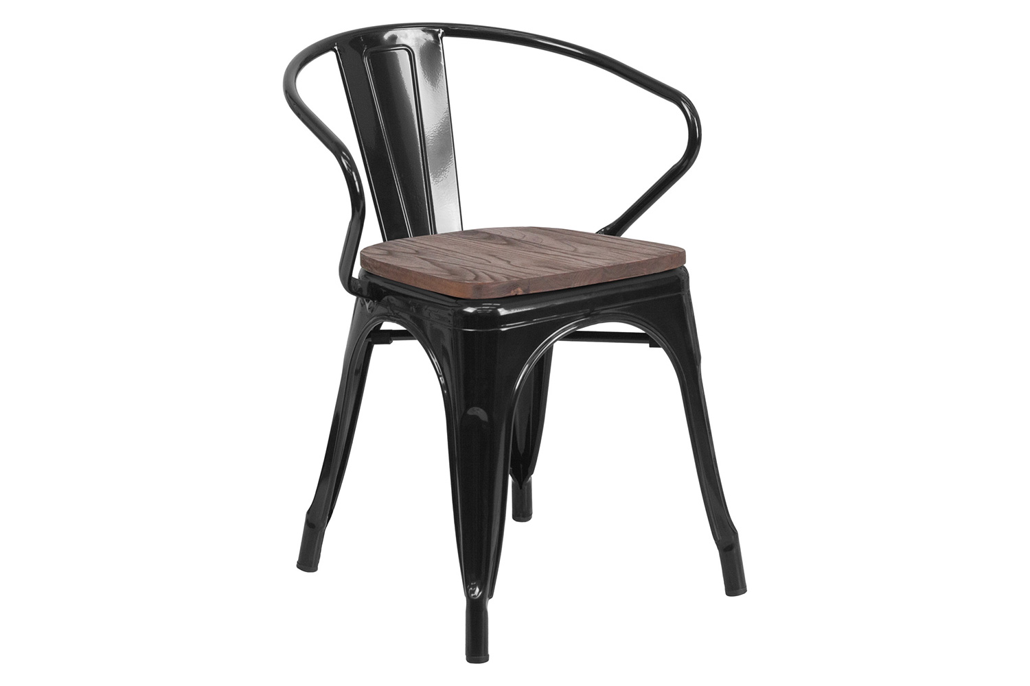 BLNK™ Luna Metal Chair with Wood Seat and Arms - Black