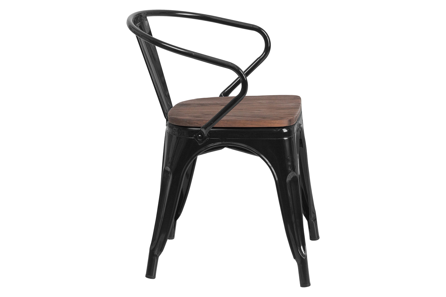 BLNK™ Luna Metal Chair with Wood Seat and Arms - Black