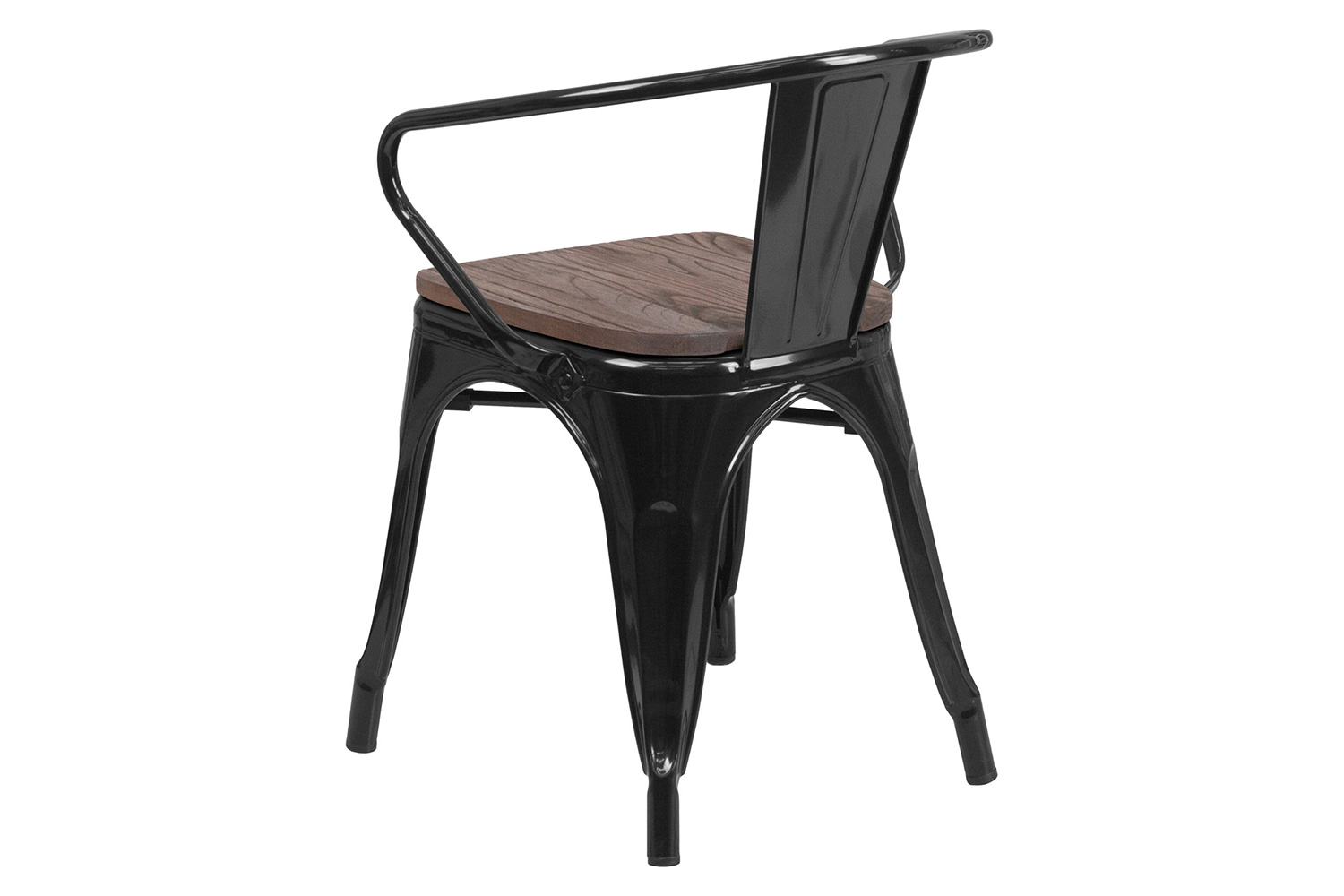 BLNK™ Luna Metal Chair with Wood Seat and Arms - Black