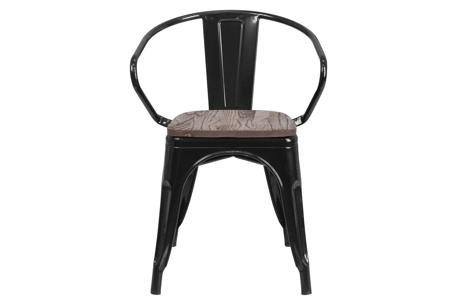 BLNK™ Luna Metal Chair with Wood Seat and Arms - Black