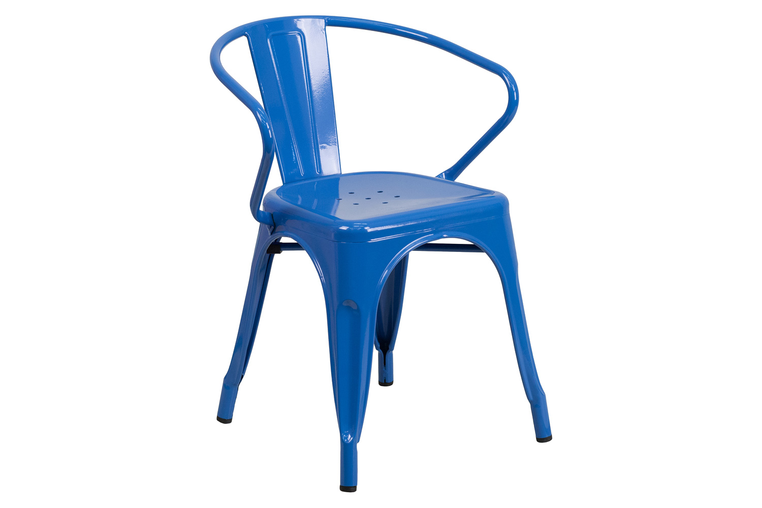 BLNK™ Luna Commercial Metal Indoor-Outdoor Chair with Arms - Blue