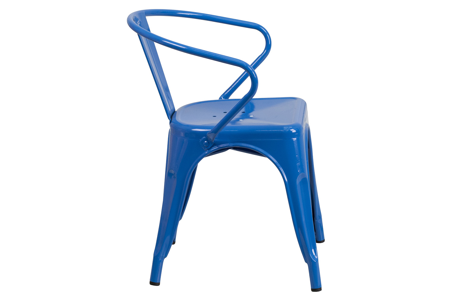 BLNK™ Luna Commercial Metal Indoor-Outdoor Chair with Arms - Blue