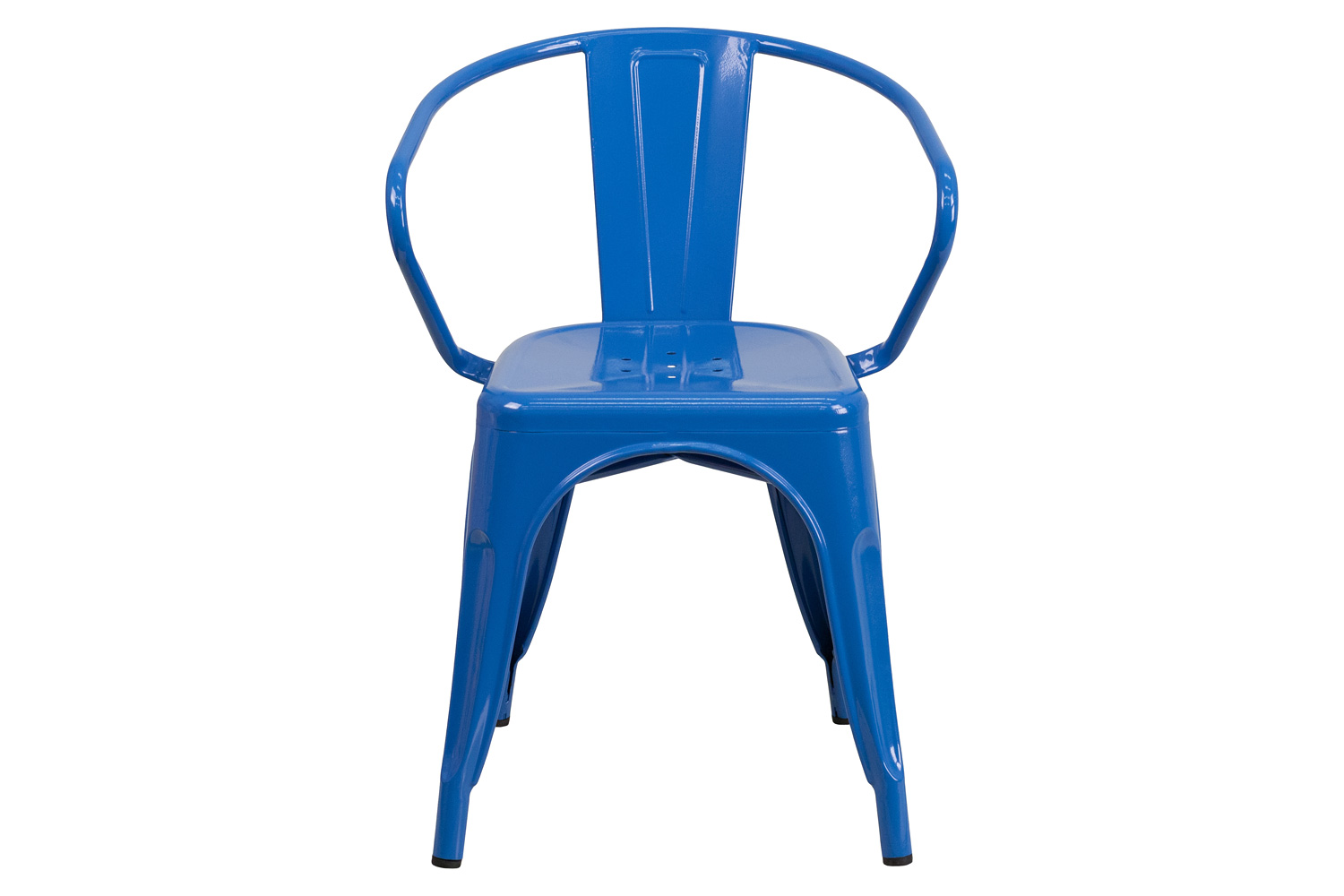 BLNK™ Luna Commercial Metal Indoor-Outdoor Chair with Arms - Blue