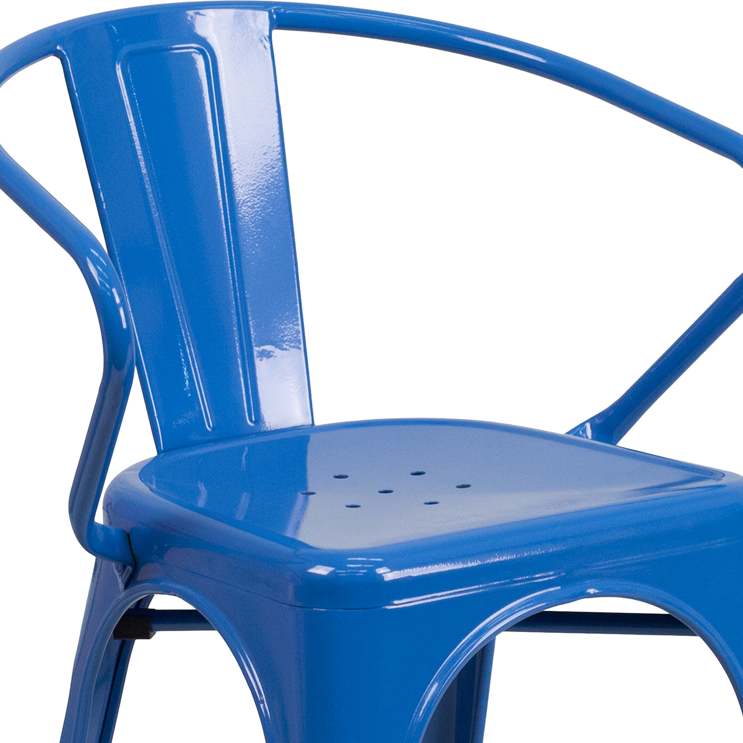 BLNK™ Luna Commercial Metal Indoor-Outdoor Chair with Arms - Blue