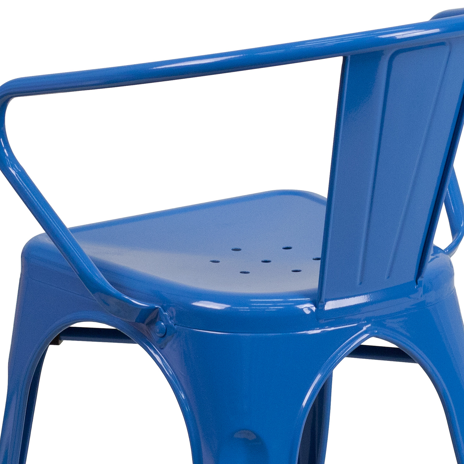 BLNK™ Luna Commercial Metal Indoor-Outdoor Chair with Arms - Blue