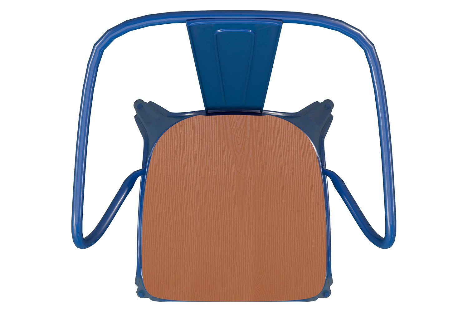 BLNK Luna Commercial Metal Indoor-Outdoor Chair with Arms with Teak Poly Resin Wood Seat - Blue