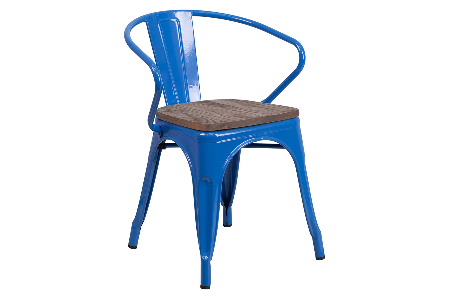 BLNK™ Luna Metal Chair with Wood Seat and Arms - Blue