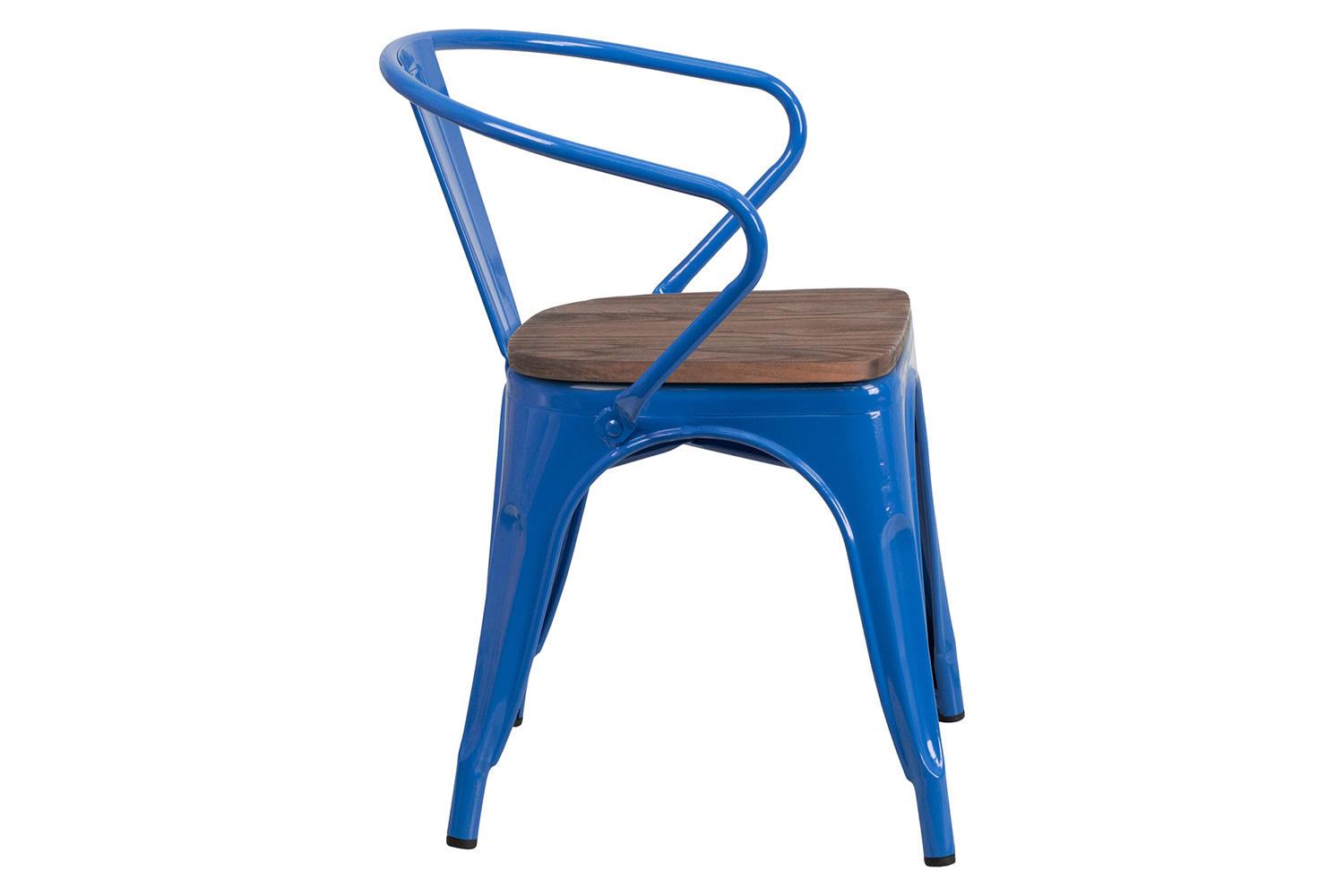 BLNK™ Luna Metal Chair with Wood Seat and Arms - Blue