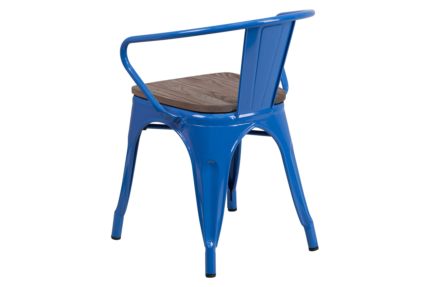 BLNK™ Luna Metal Chair with Wood Seat and Arms - Blue