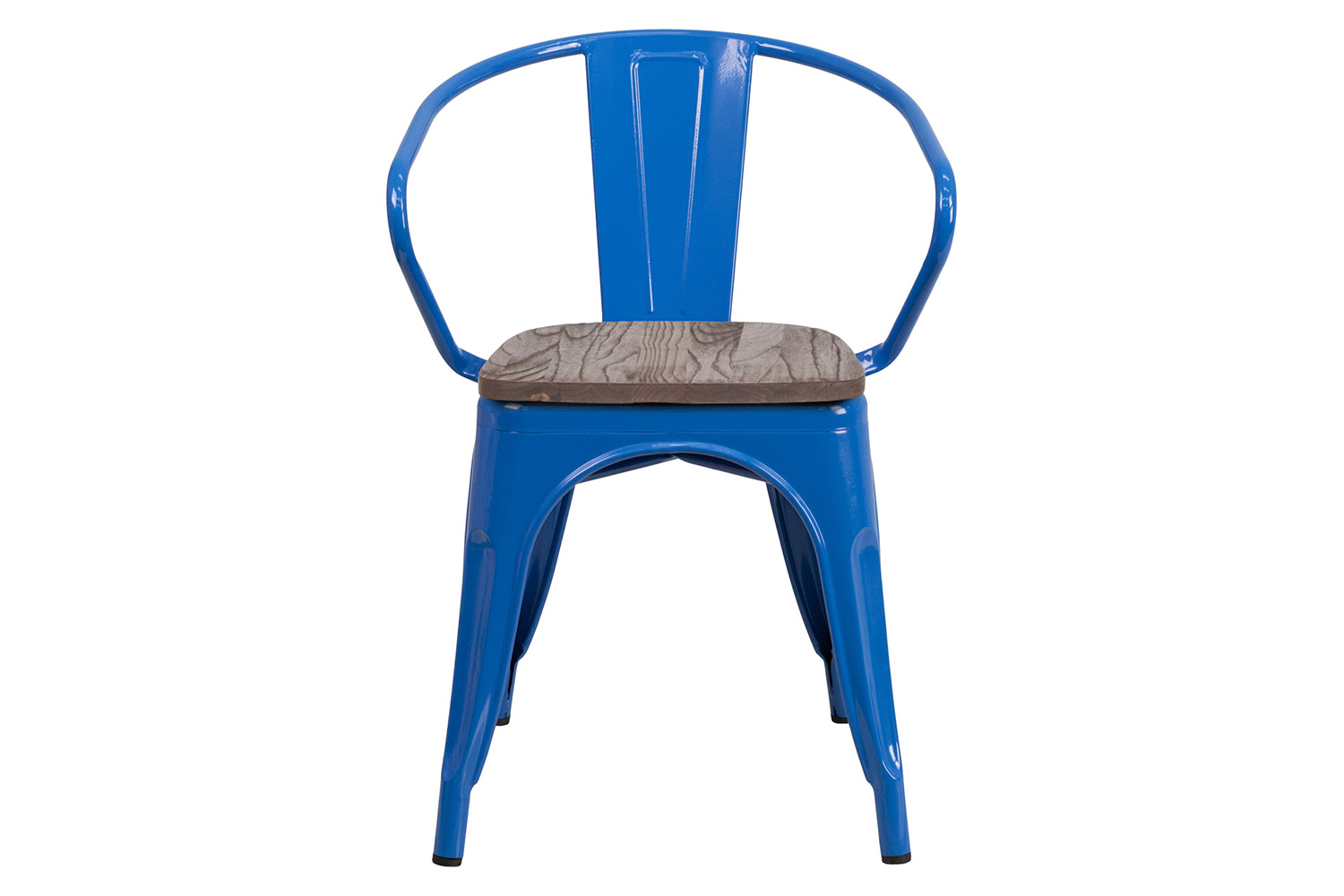 BLNK™ Luna Metal Chair with Wood Seat and Arms - Blue