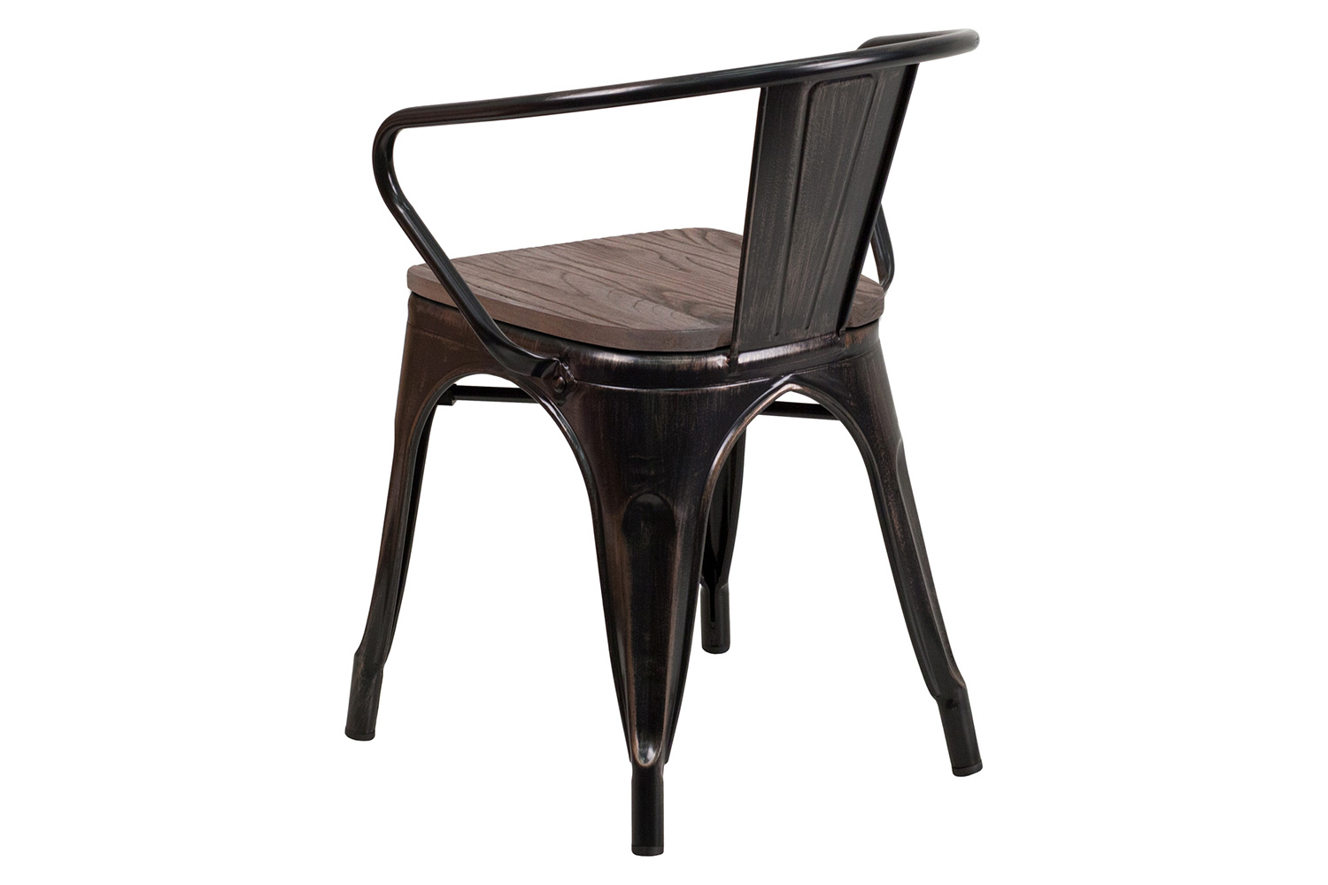 BLNK - Luna Black-Antique Gold Metal Chair with Wood Seat and Arms