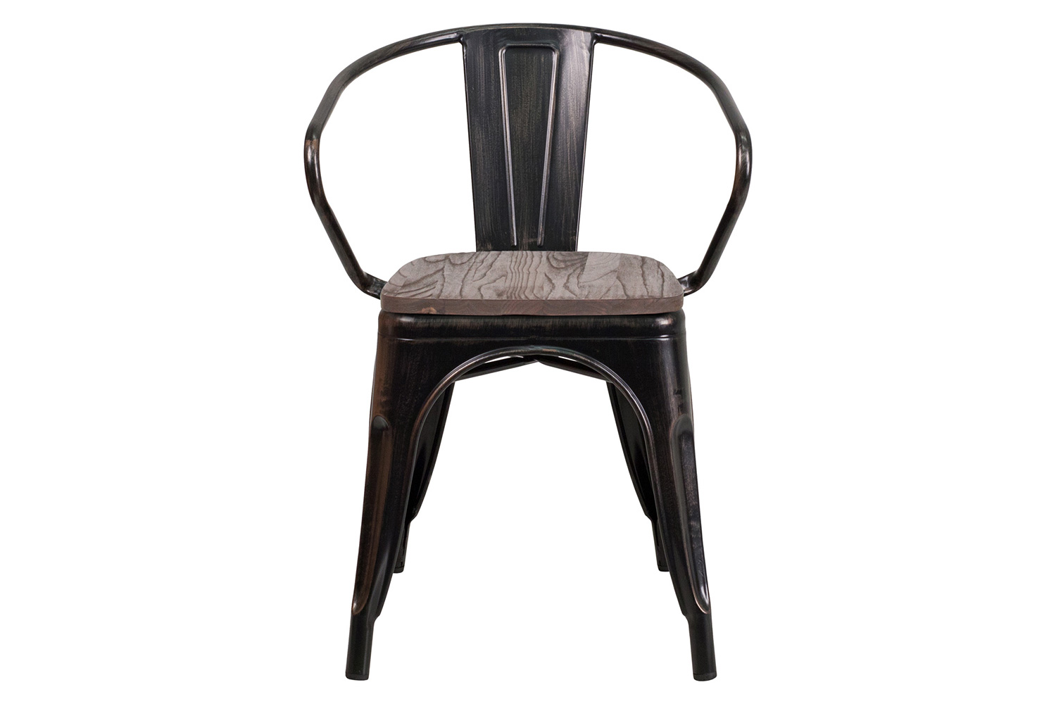 BLNK - Luna Black-Antique Gold Metal Chair with Wood Seat and Arms