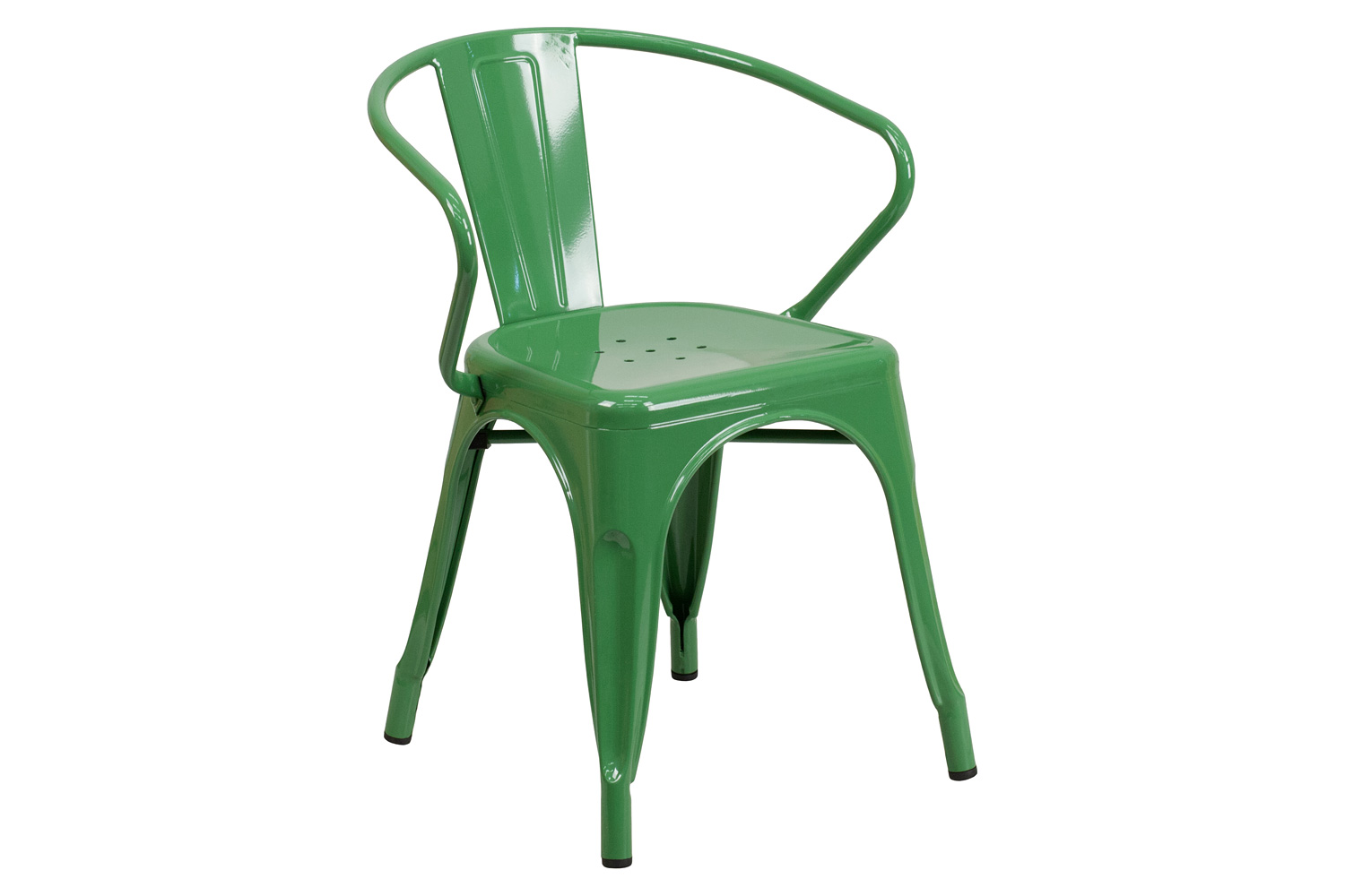 BLNK™ Luna Commercial Metal Indoor-Outdoor Chair with Arms - Green