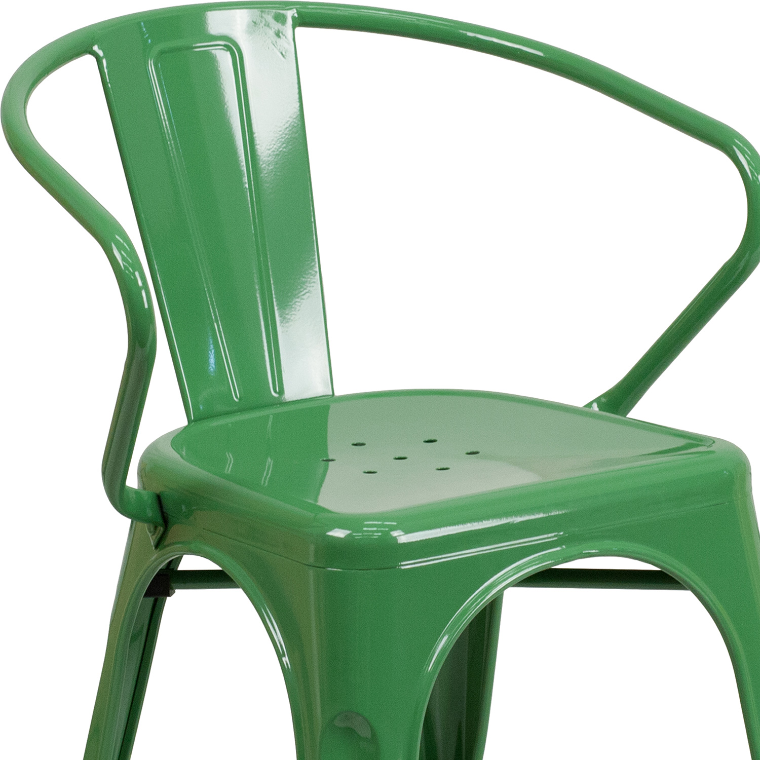 BLNK™ Luna Commercial Metal Indoor-Outdoor Chair with Arms - Green