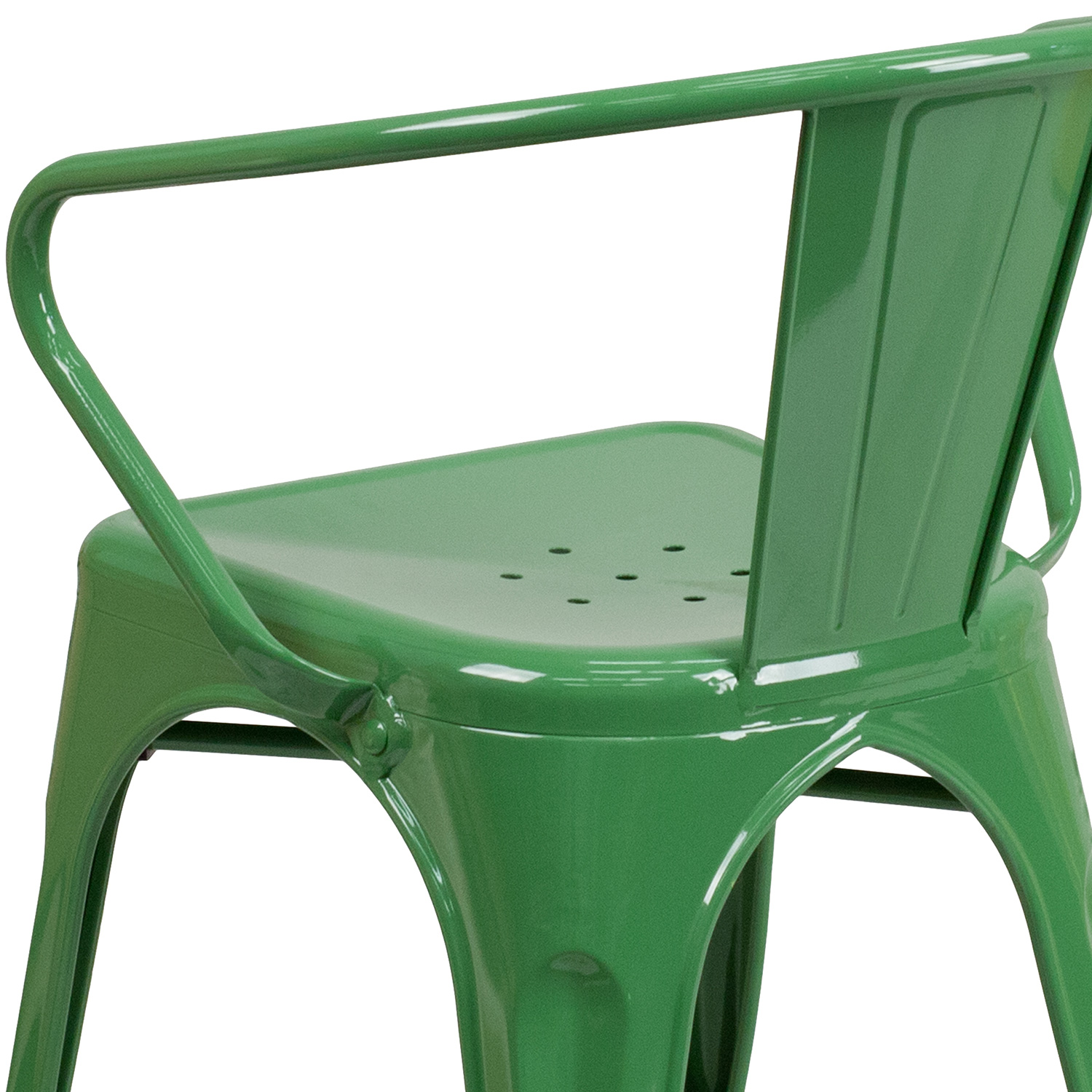 BLNK™ Luna Commercial Metal Indoor-Outdoor Chair with Arms - Green