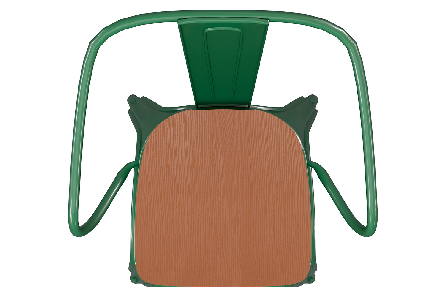 BLNK Luna Commercial Metal Indoor-Outdoor Chair with Arms with Teak Poly Resin Wood Seat - Green