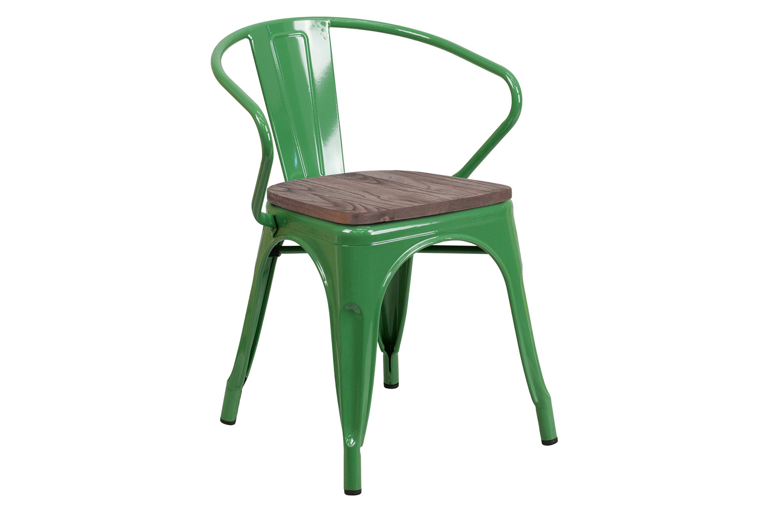 BLNK™ Luna Metal Chair with Wood Seat and Arms - Green