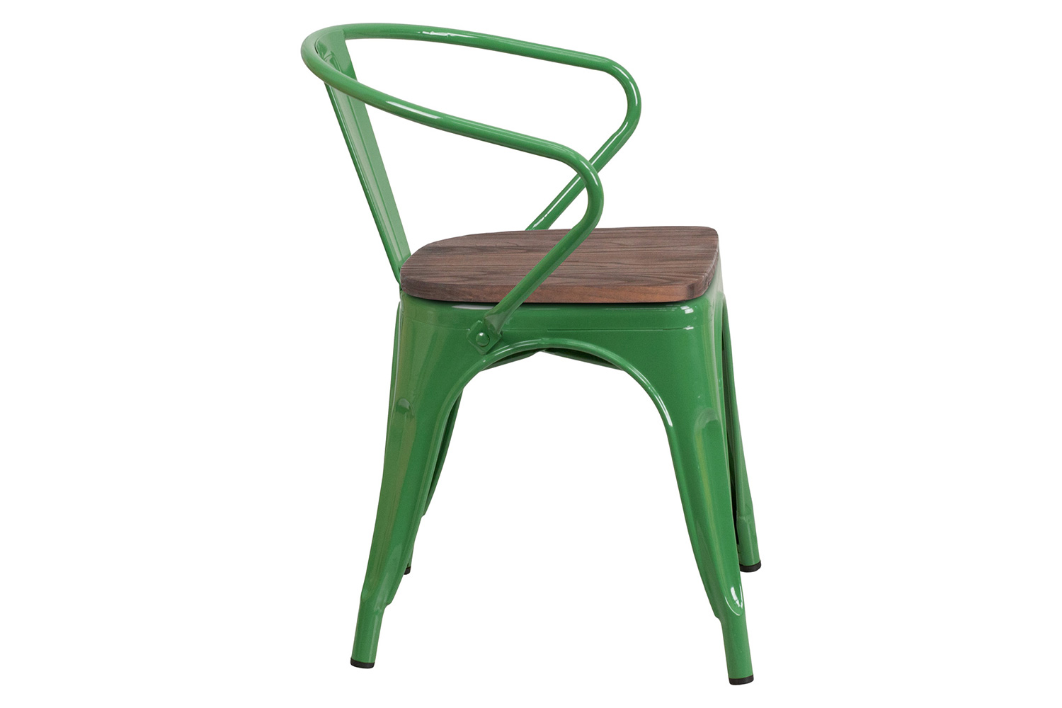 BLNK™ Luna Metal Chair with Wood Seat and Arms - Green