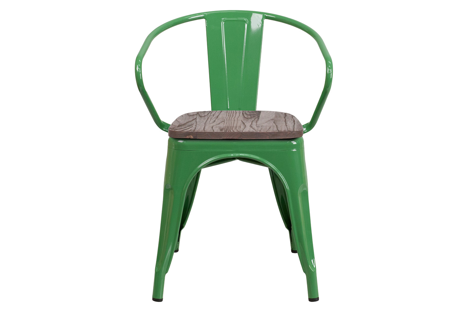 BLNK™ Luna Metal Chair with Wood Seat and Arms - Green