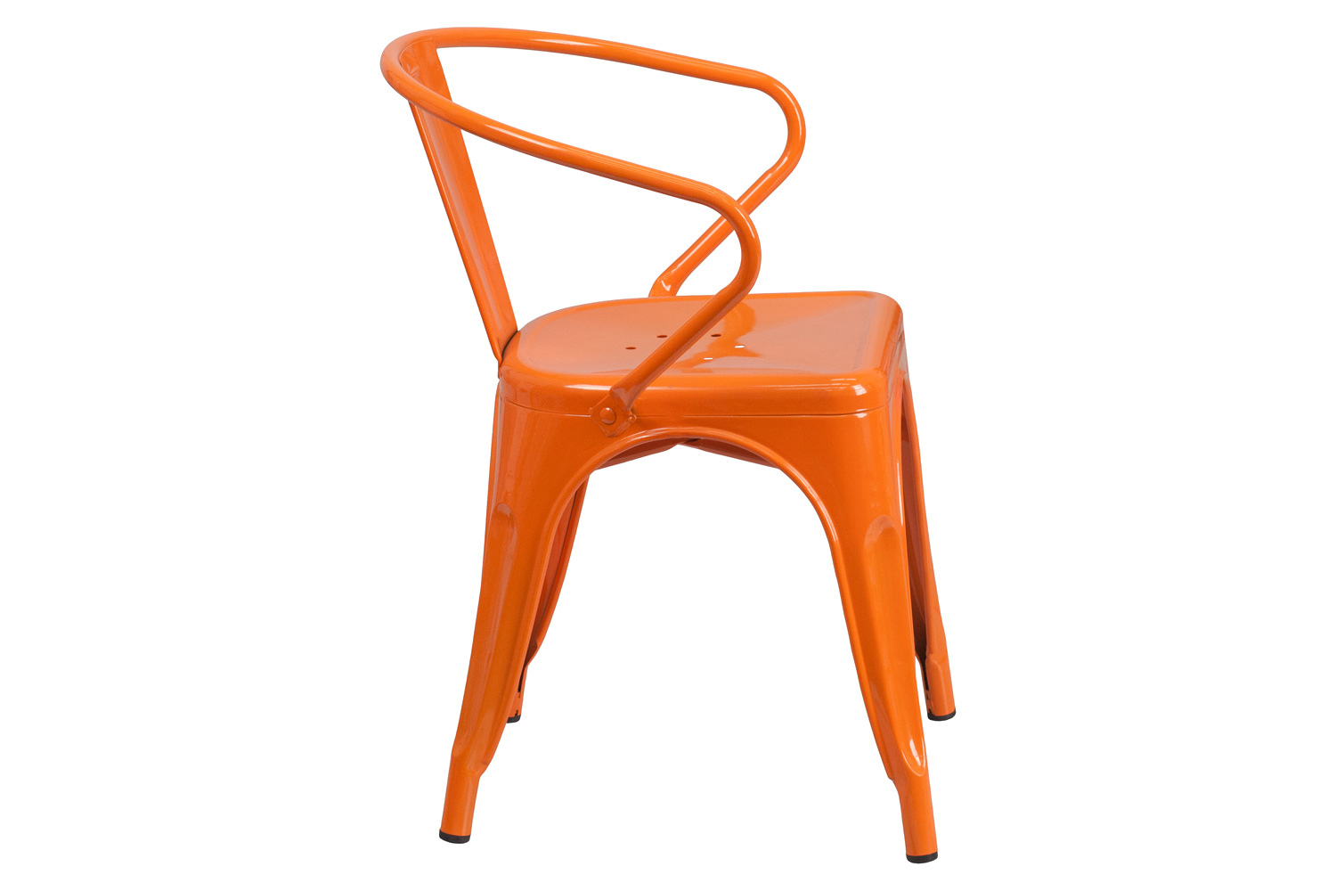 BLNK™ Luna Commercial Metal Indoor-Outdoor Chair with Arms - Orange