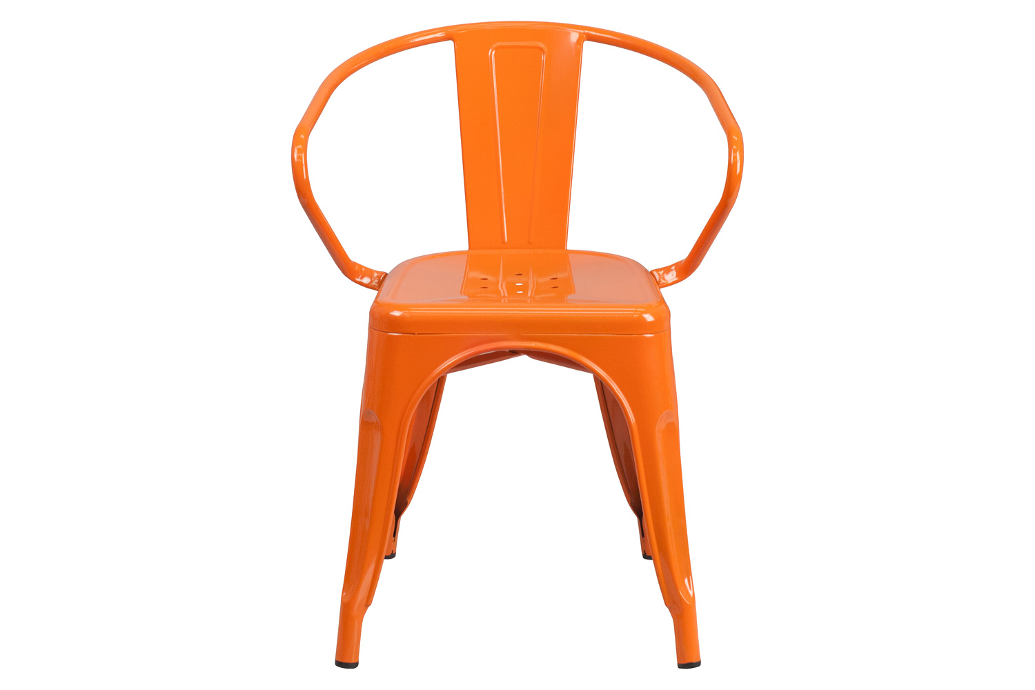 BLNK™ Luna Commercial Metal Indoor-Outdoor Chair with Arms - Orange