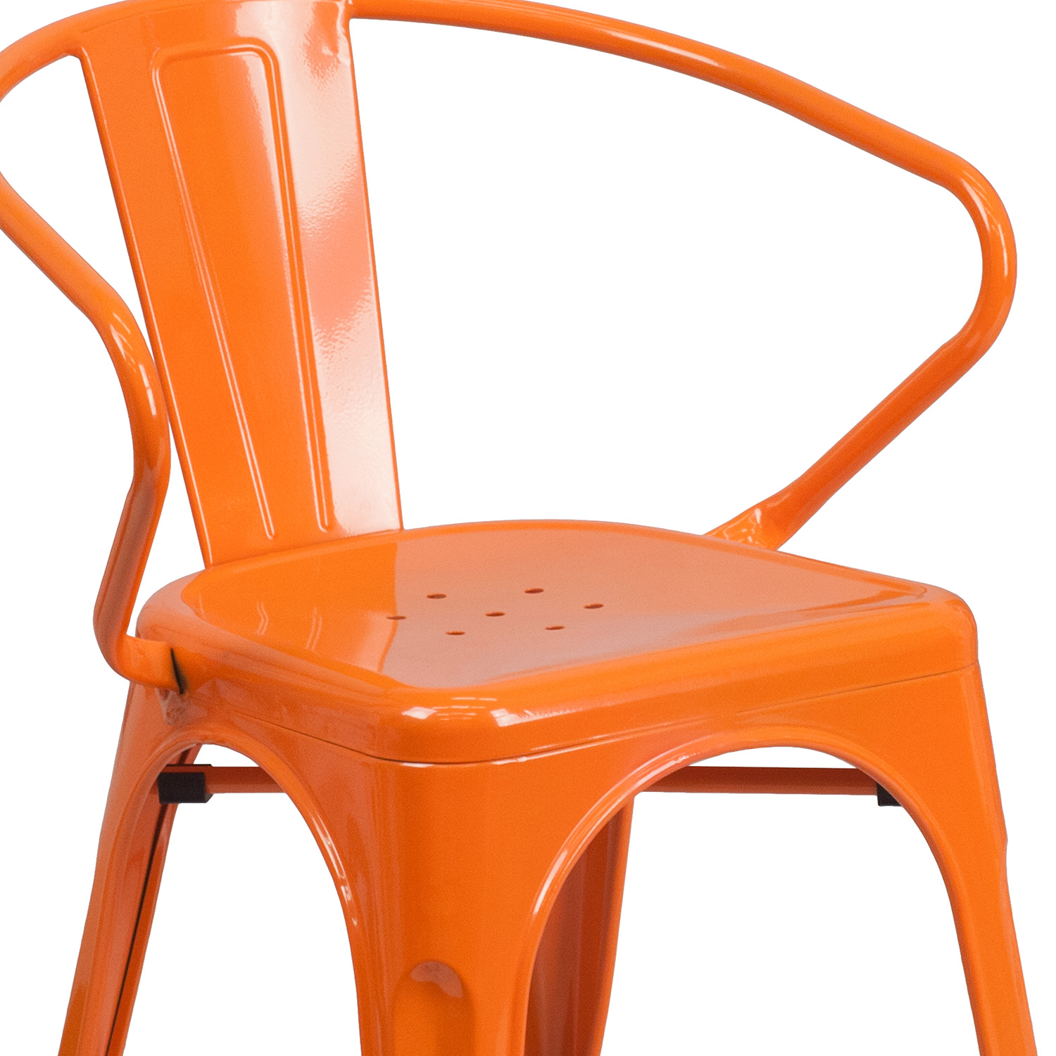 BLNK™ Luna Commercial Metal Indoor-Outdoor Chair with Arms - Orange