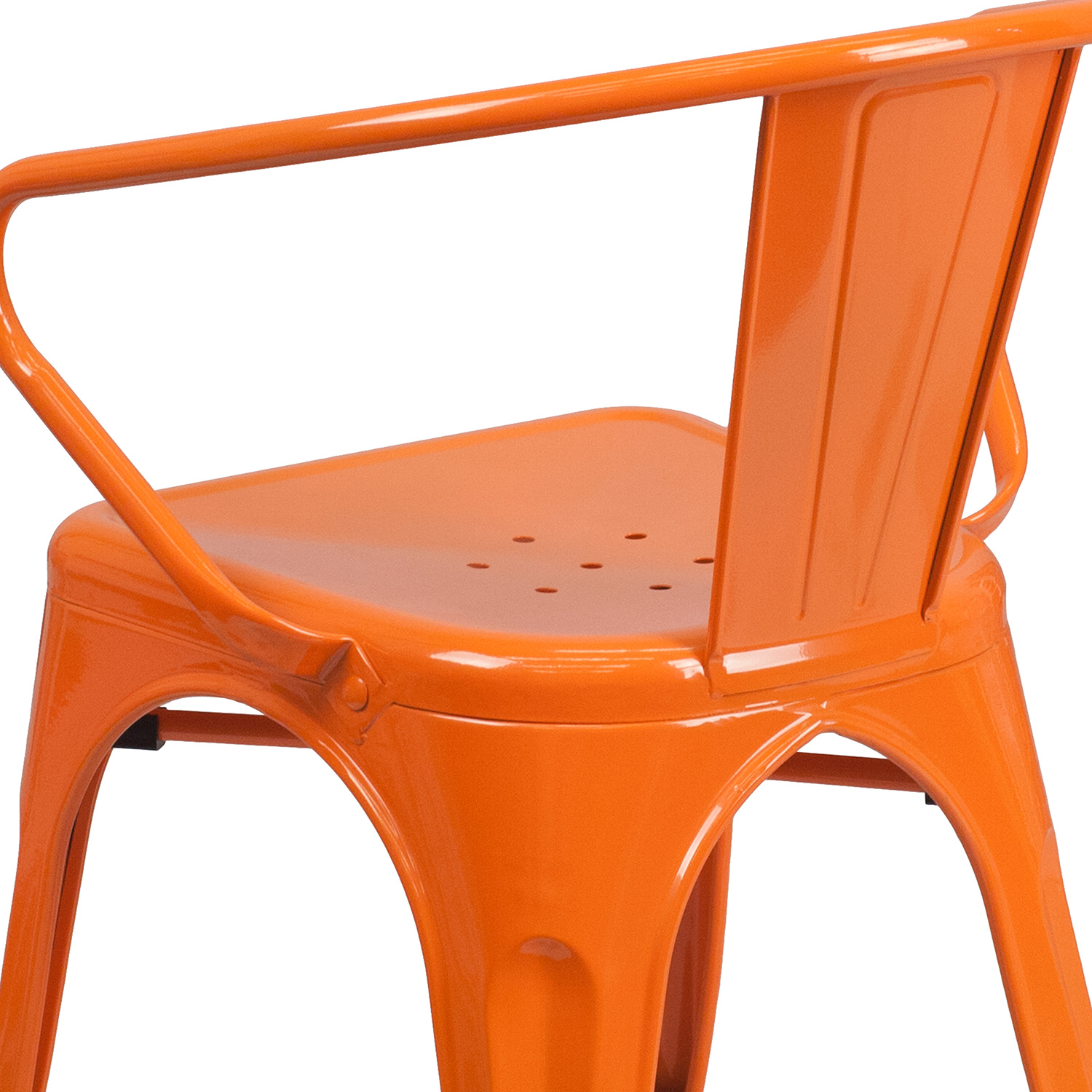 BLNK™ Luna Commercial Metal Indoor-Outdoor Chair with Arms - Orange