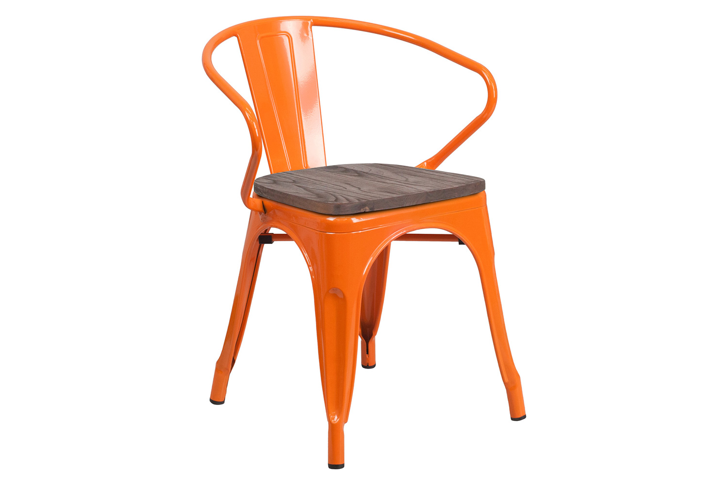 BLNK™ Luna Metal Chair with Wood Seat and Arms - Orange