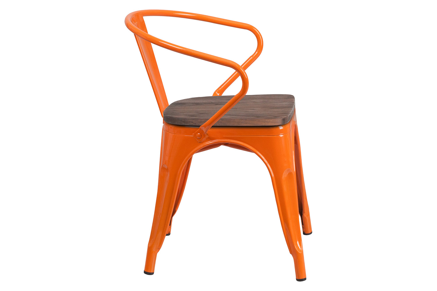 BLNK™ Luna Metal Chair with Wood Seat and Arms - Orange