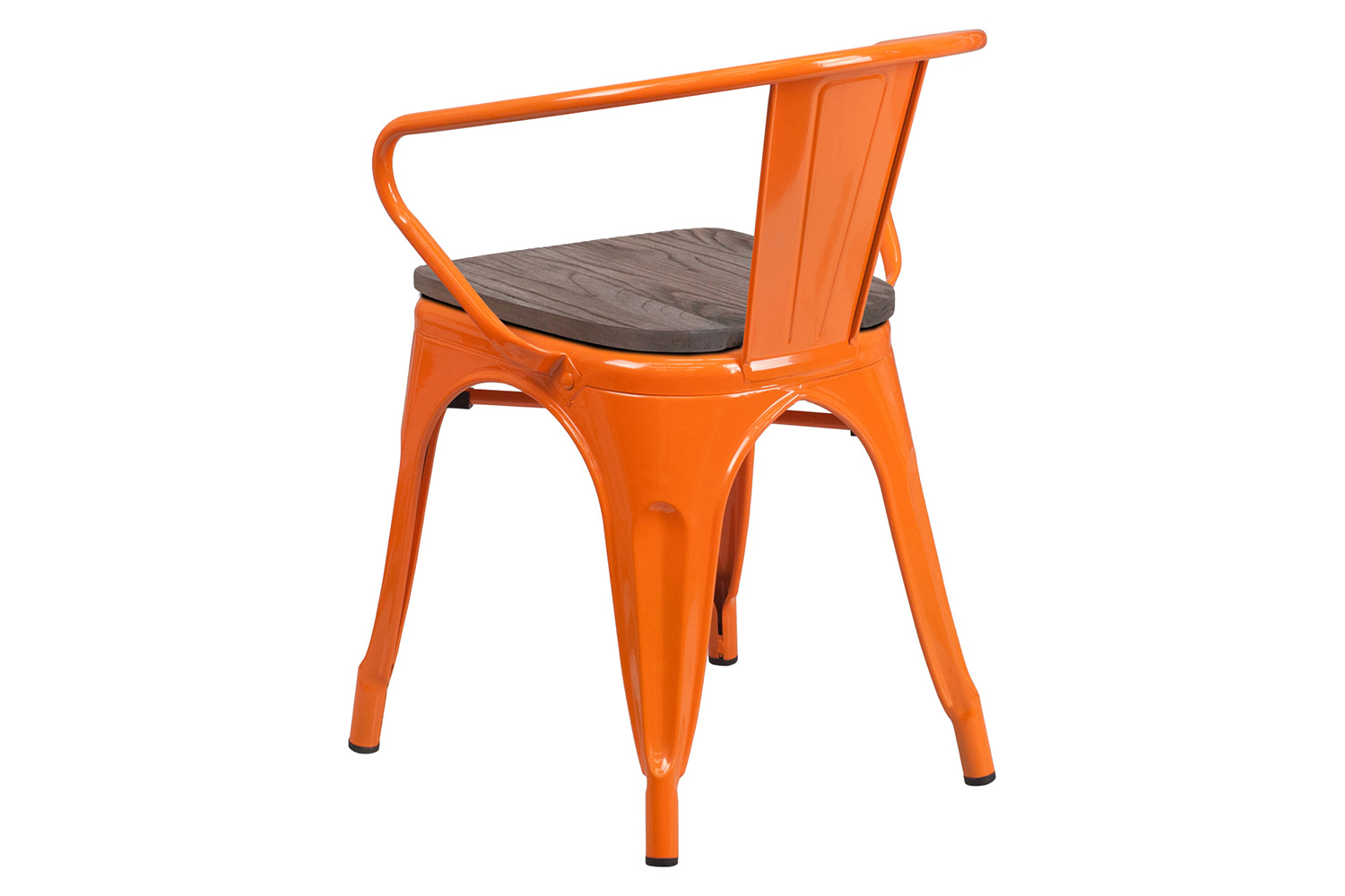 BLNK™ Luna Metal Chair with Wood Seat and Arms - Orange