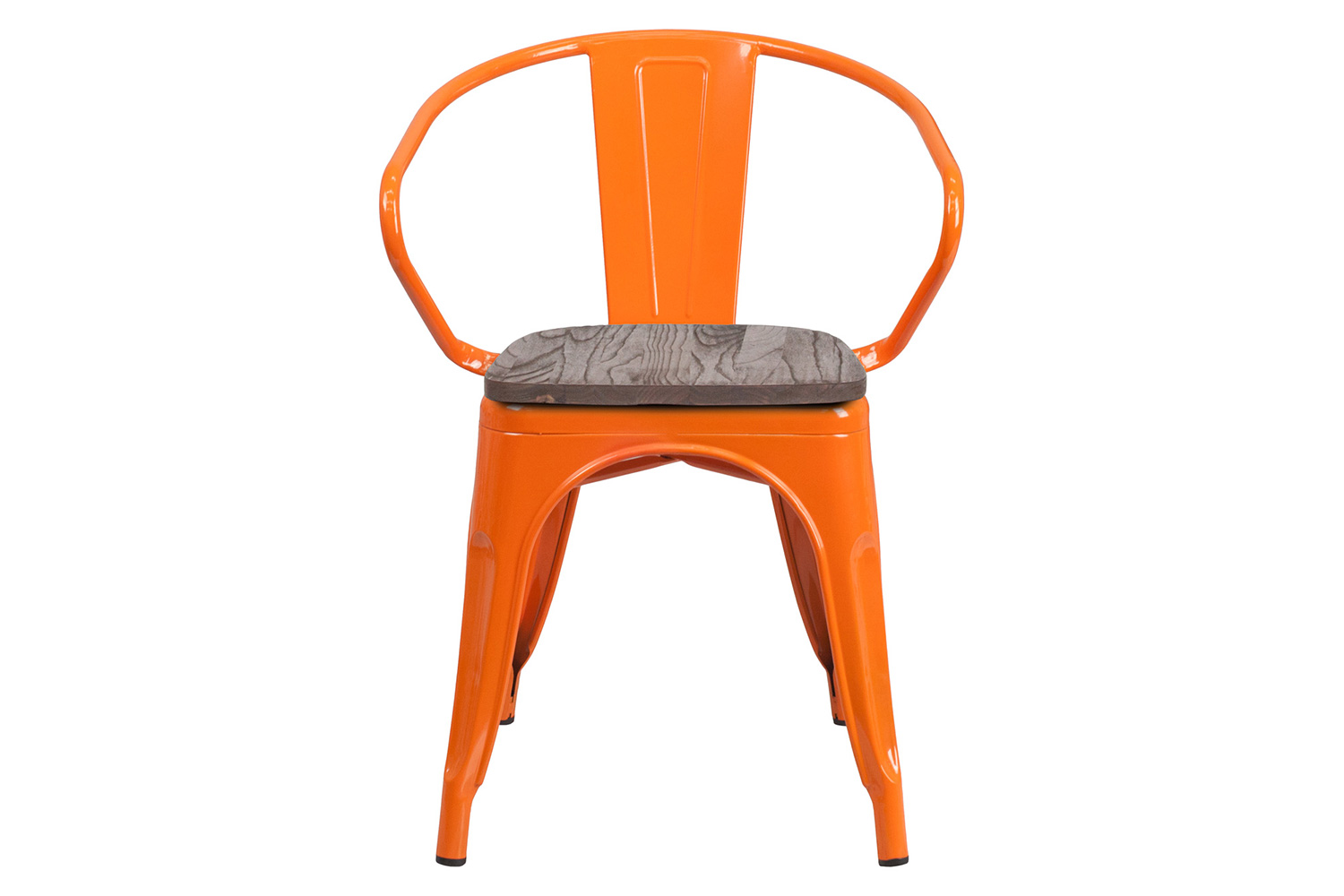 BLNK™ Luna Metal Chair with Wood Seat and Arms - Orange