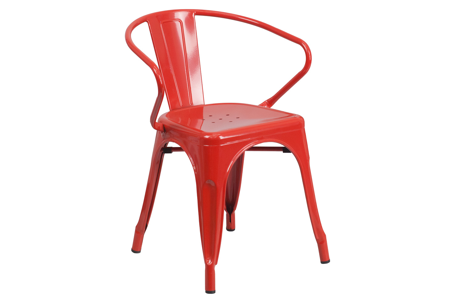 BLNK™ Luna Commercial Metal Indoor-Outdoor Chair with Arms - Red