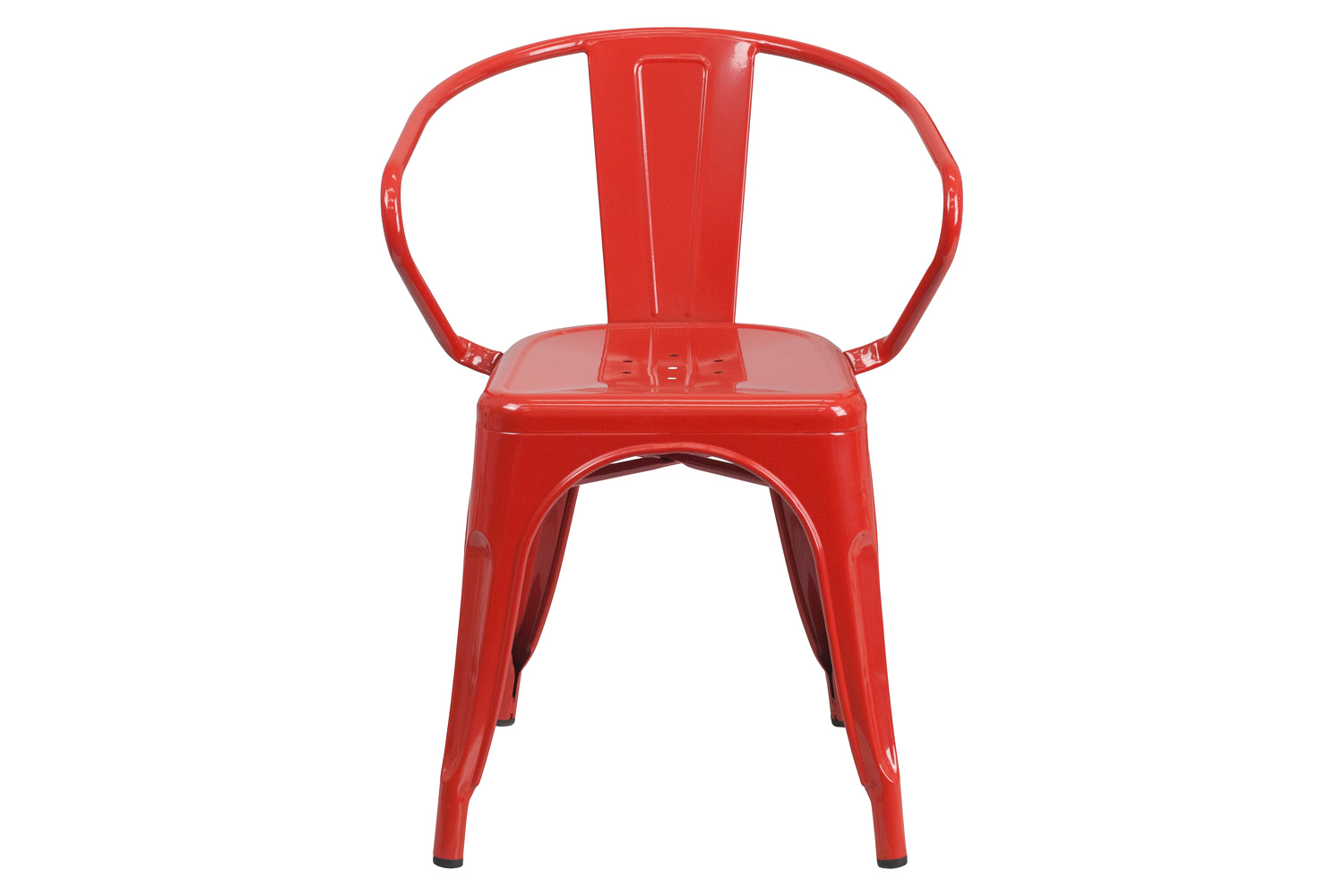 BLNK™ Luna Commercial Metal Indoor-Outdoor Chair with Arms - Red