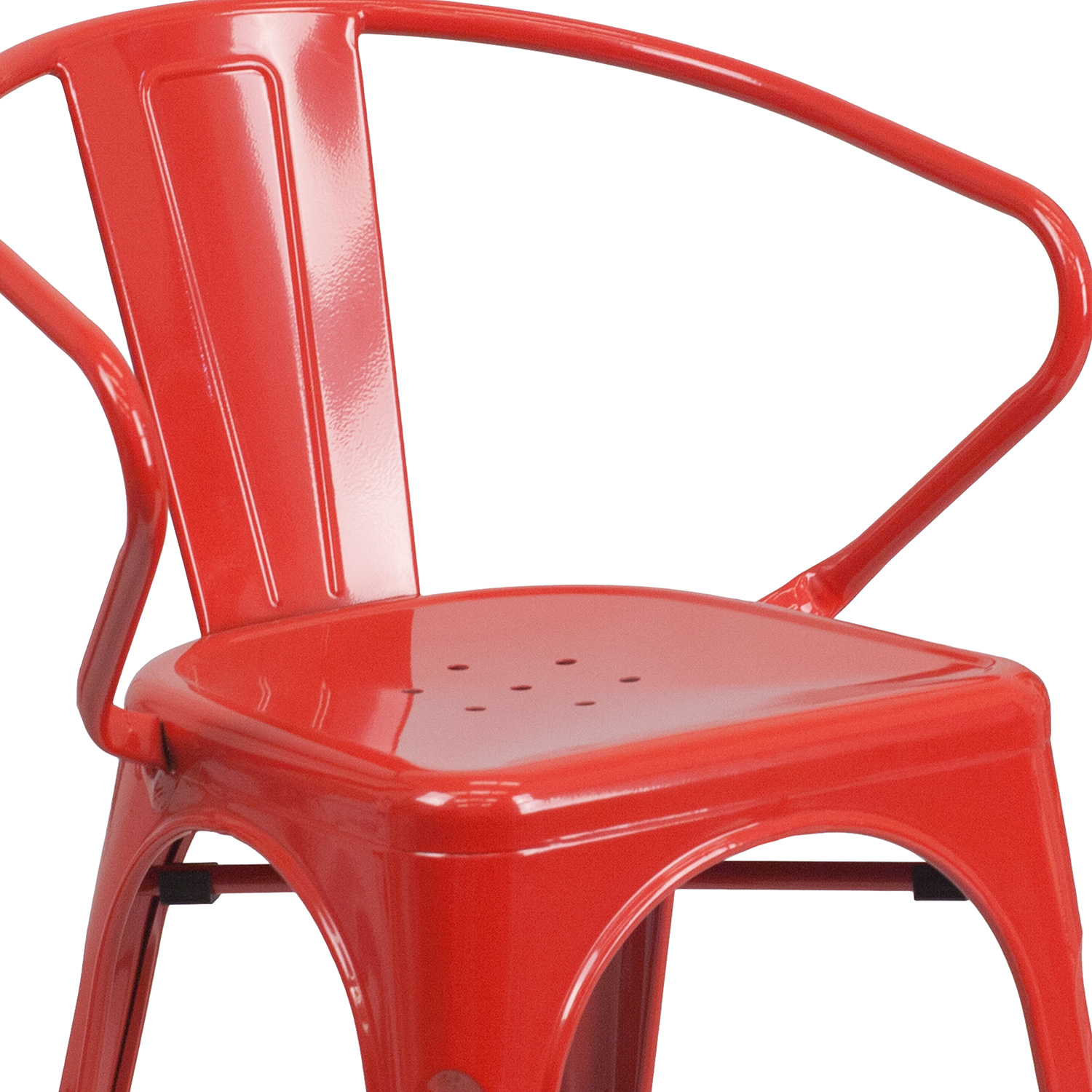 BLNK™ Luna Commercial Metal Indoor-Outdoor Chair with Arms - Red