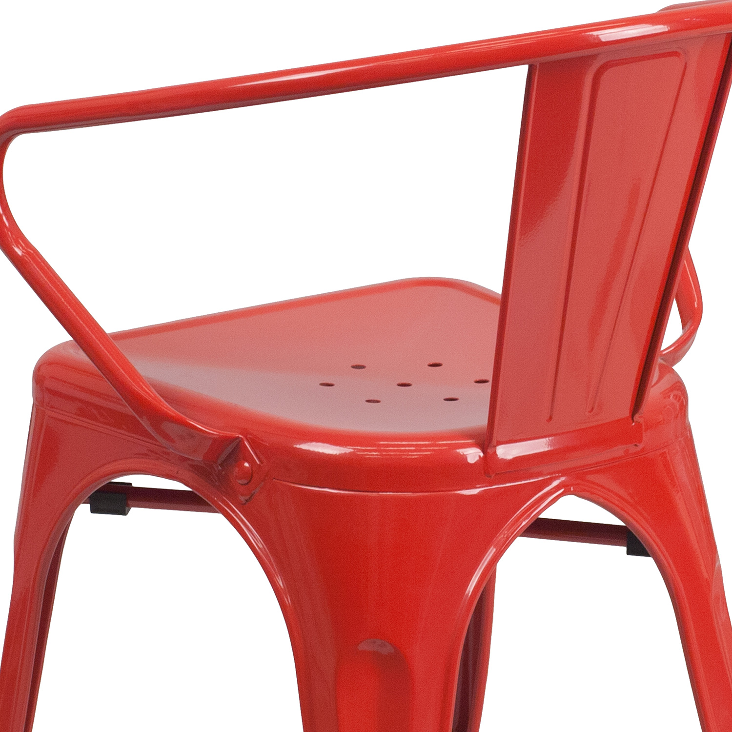 BLNK™ Luna Commercial Metal Indoor-Outdoor Chair with Arms - Red