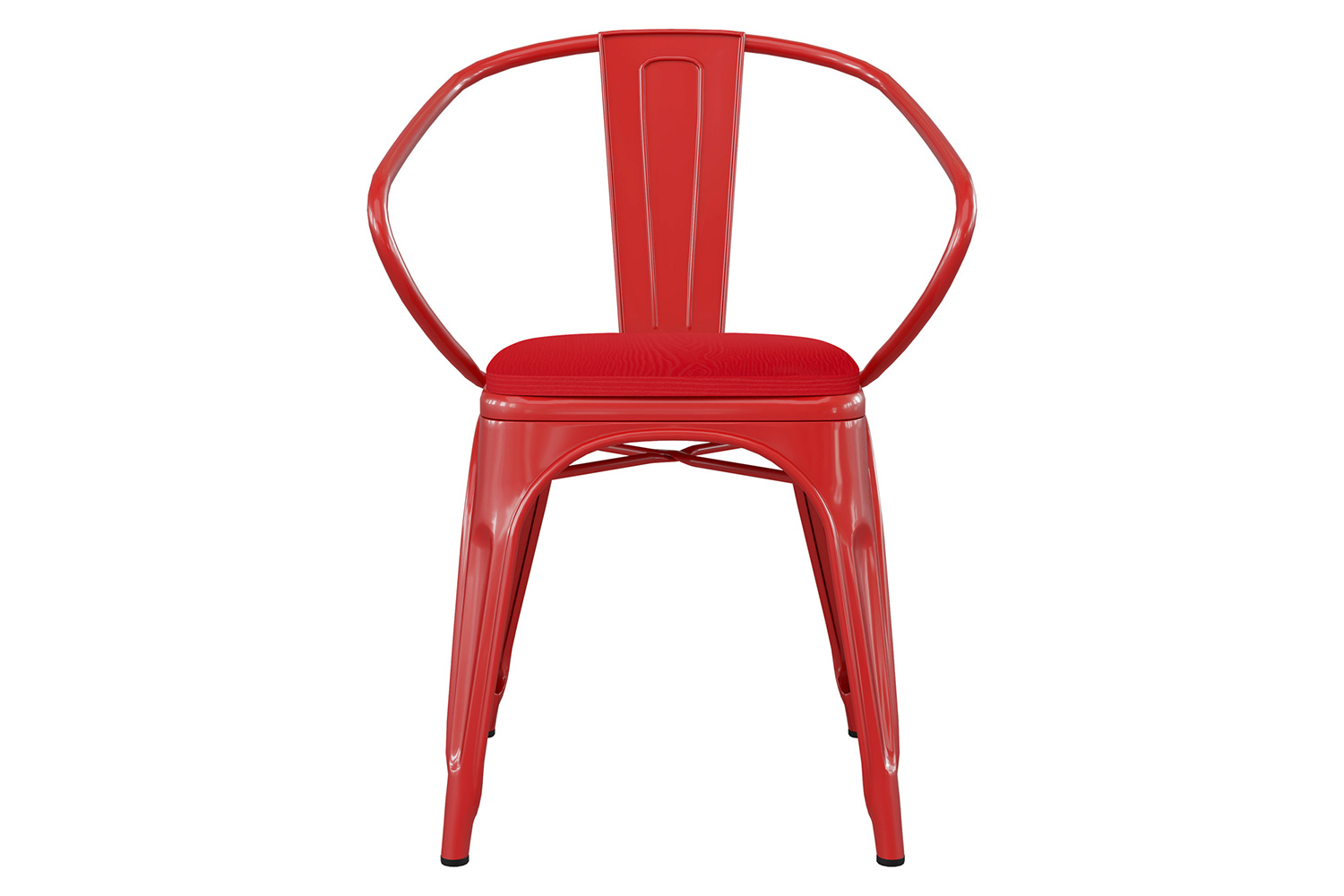 BLNK Luna Commercial Metal Indoor-Outdoor Chair with Arms with Red Poly Resin Wood Seat