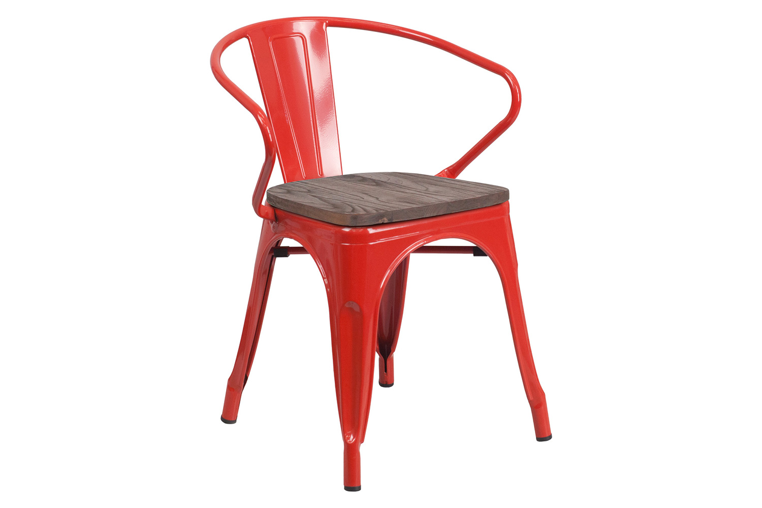 BLNK™ Luna Metal Chair with Wood Seat and Arms - Red