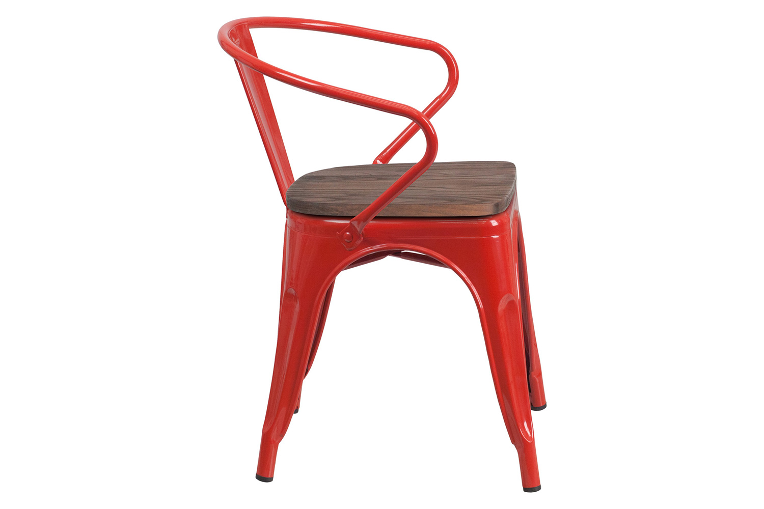 BLNK™ Luna Metal Chair with Wood Seat and Arms - Red