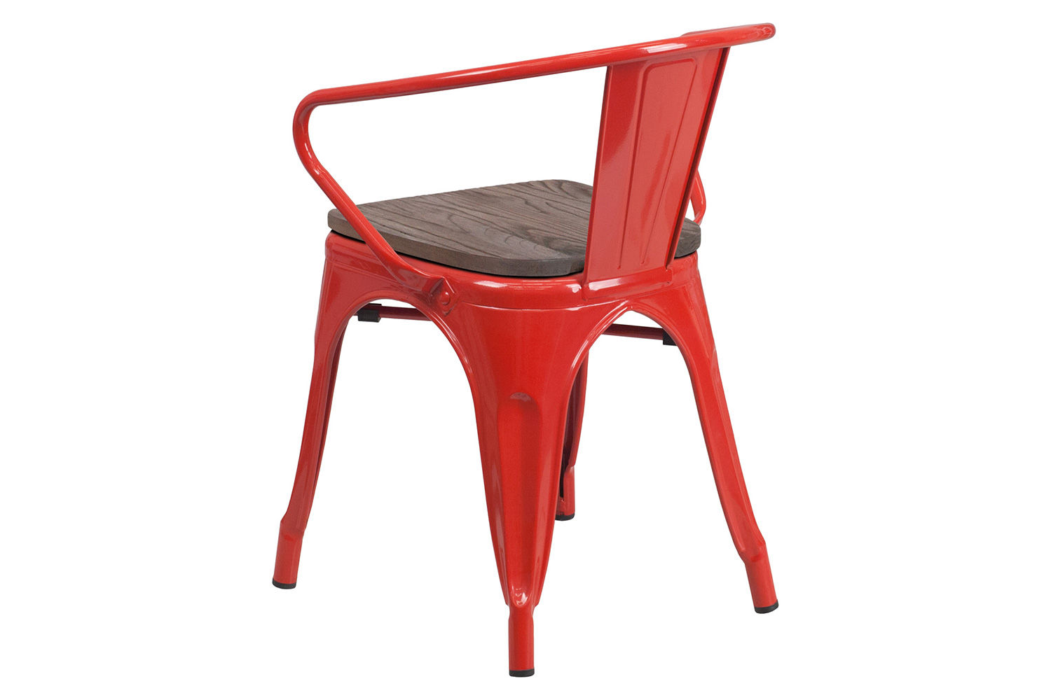 BLNK™ Luna Metal Chair with Wood Seat and Arms - Red