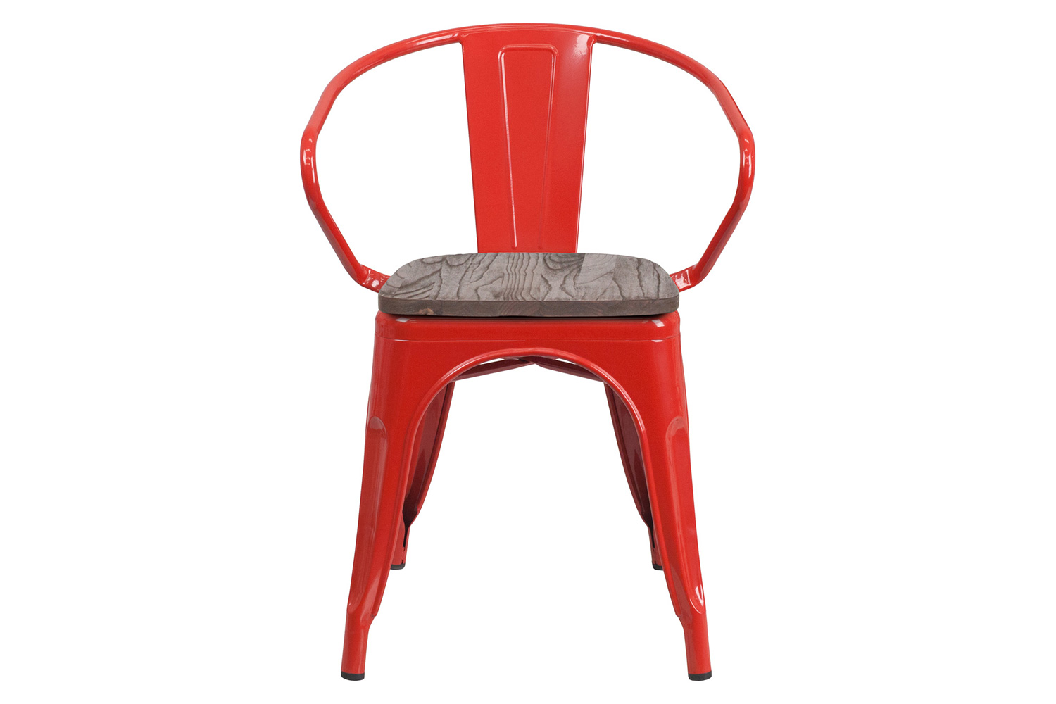 BLNK™ Luna Metal Chair with Wood Seat and Arms - Red