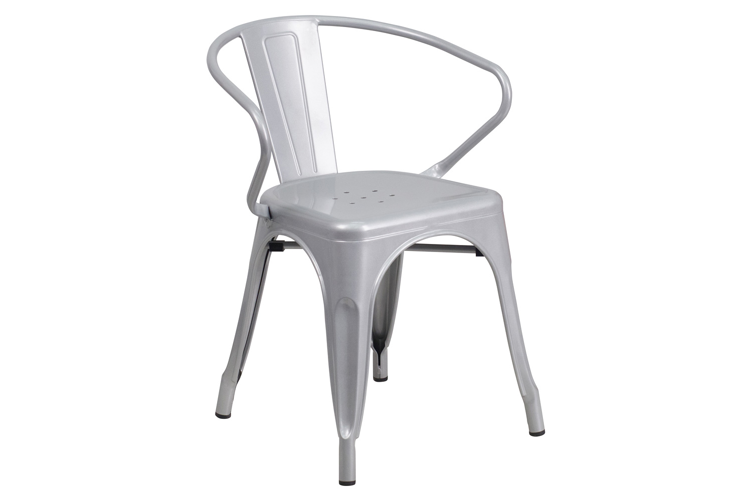 BLNK Luna Commercial Metal Indoor-Outdoor Chair with Arms - Silver