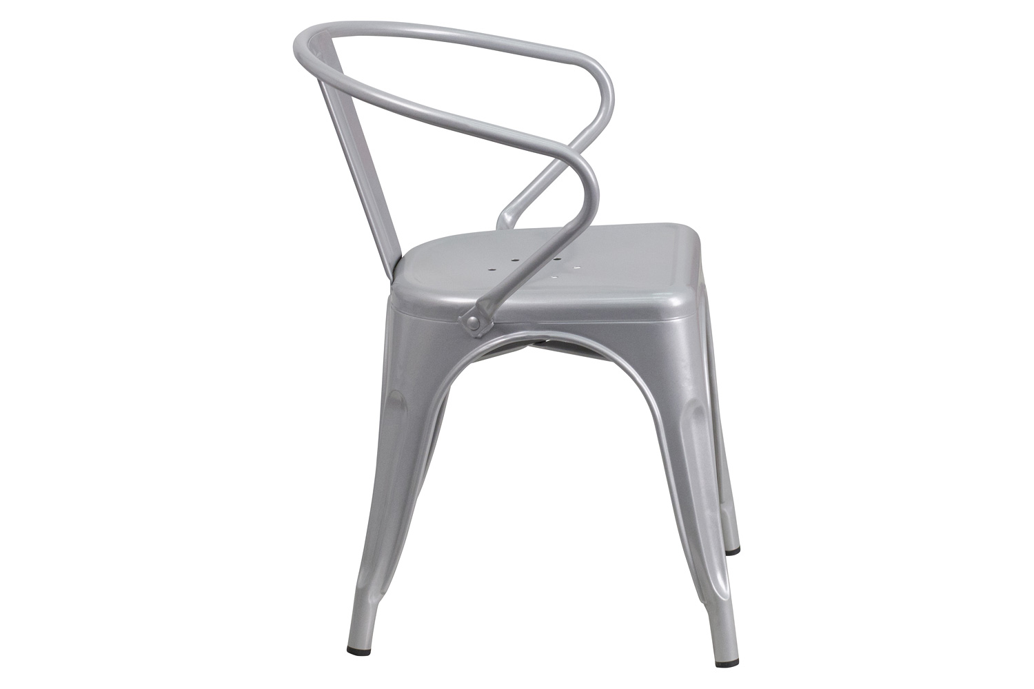 BLNK Luna Commercial Metal Indoor-Outdoor Chair with Arms - Silver