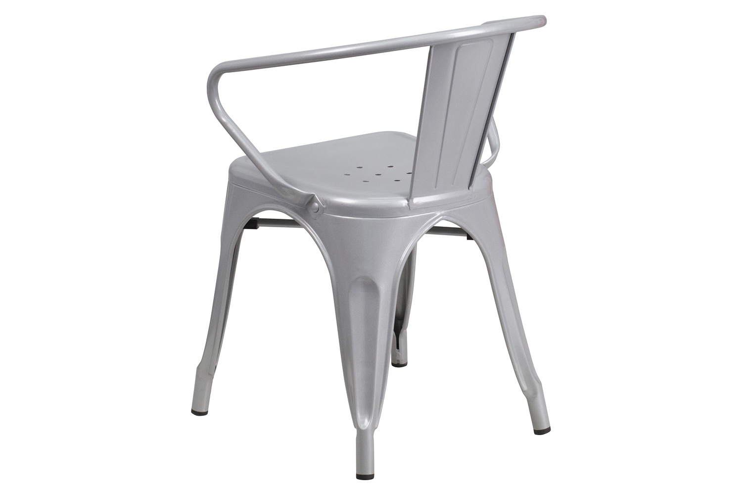 BLNK Luna Commercial Metal Indoor-Outdoor Chair with Arms - Silver