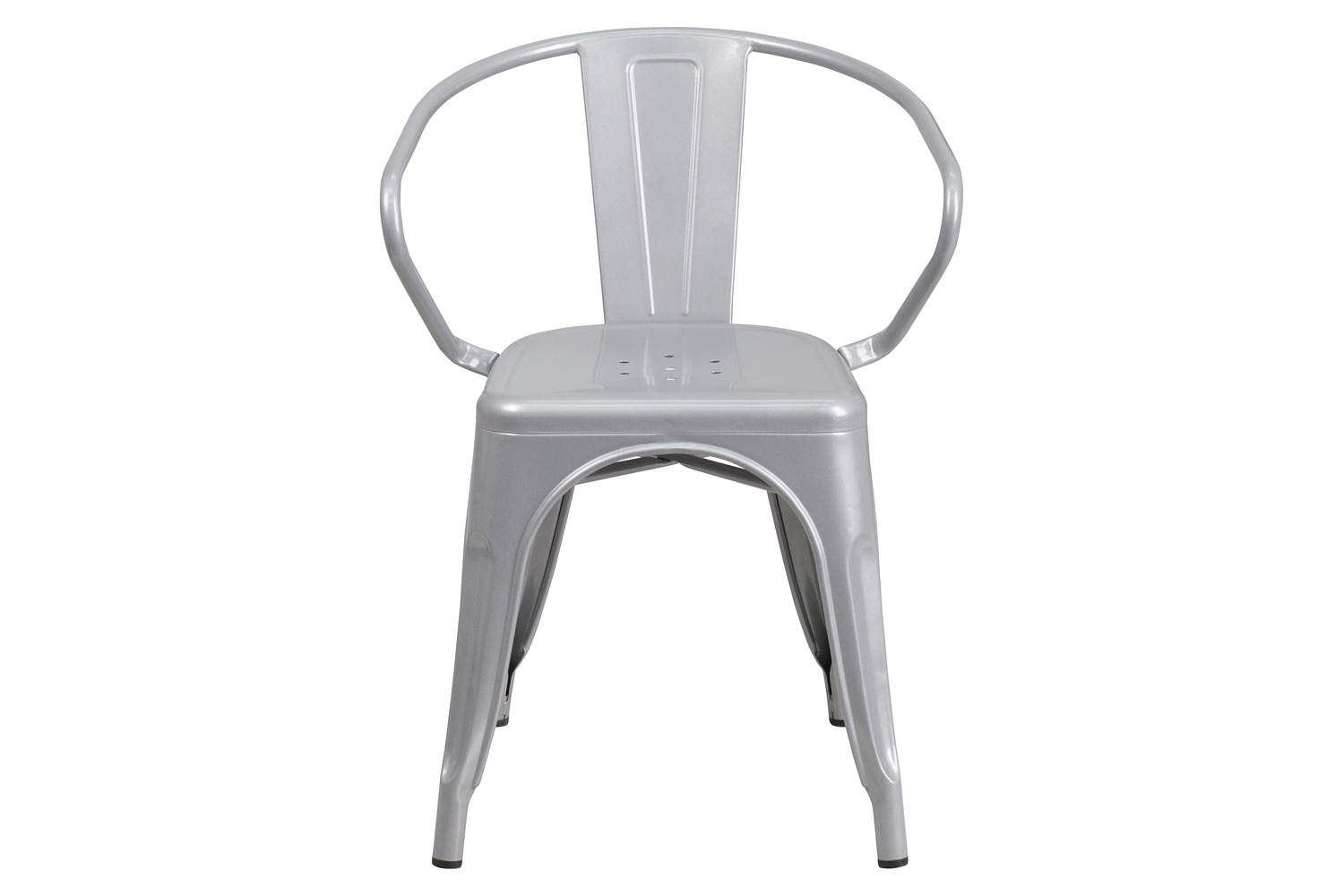 BLNK Luna Commercial Metal Indoor-Outdoor Chair with Arms - Silver